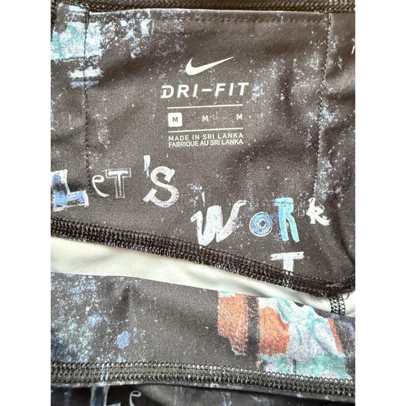 Nike Power Training Day Leggings With Mesh Panels Swoosh Graffiti Print Size M - Picture 5 of 6